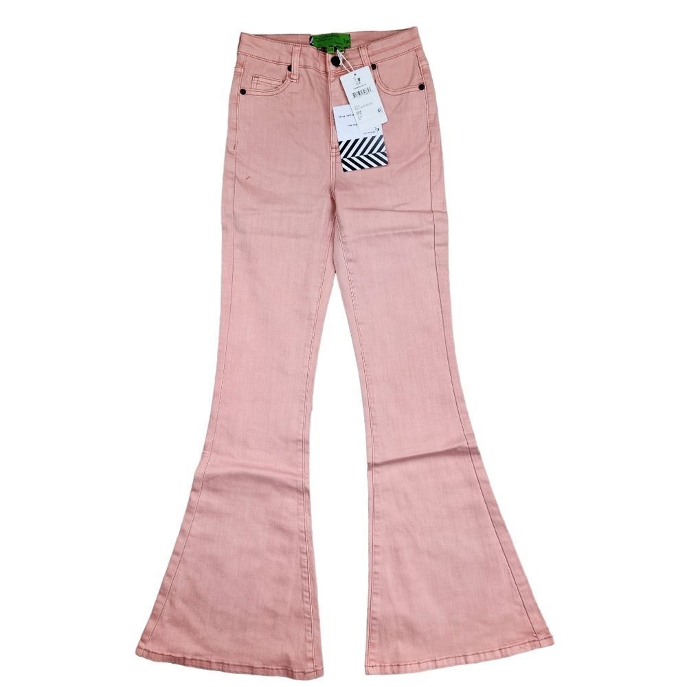 Free People -15 NWT Flare Bell Jeans Petal R1017 Blush Pink Women's size 24 - Picture 1 of 10